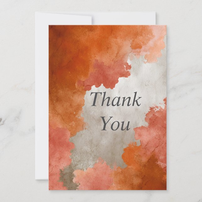 Orange & Beige Abstract Thank You Card (Front)
