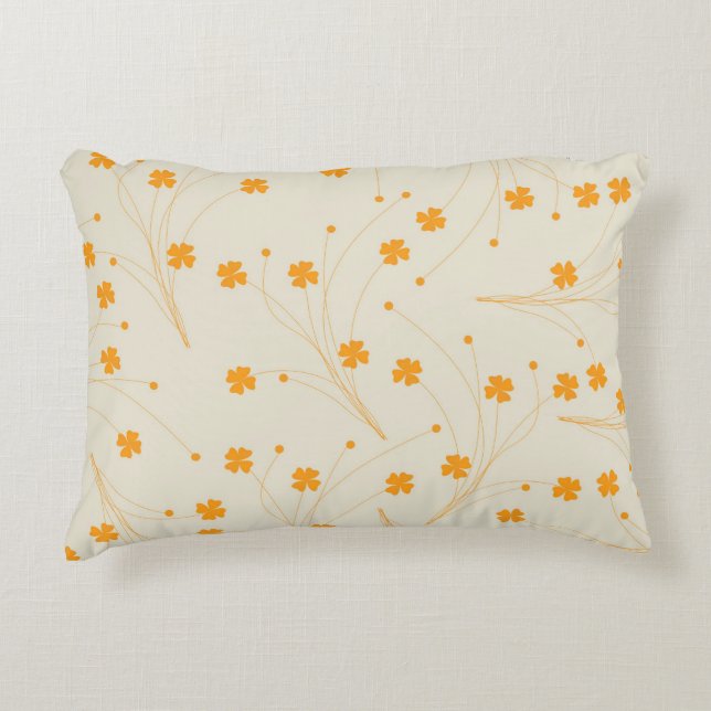 Orange Beige Retro Y2K 70s Flower Pattern Decorative Cushion (Front)