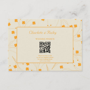 Orange Beige Retro Y2K 70s Flower Pattern Enclosure Card