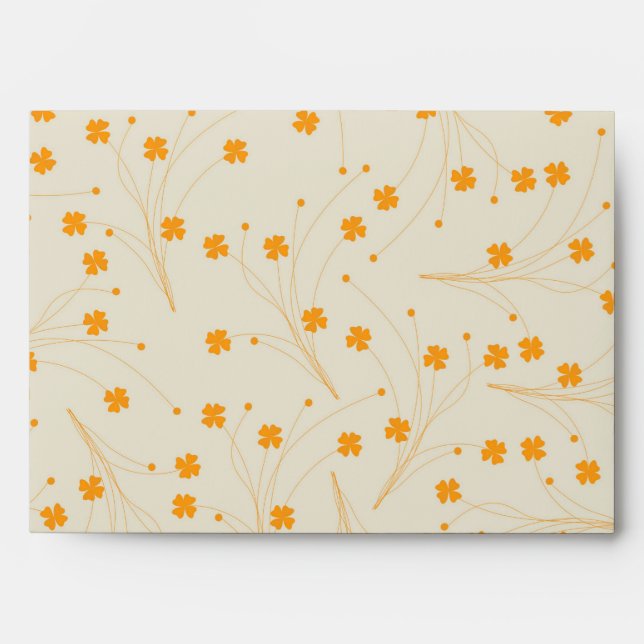 Orange Beige Retro Y2K 70s Flower Pattern Envelope (Front)