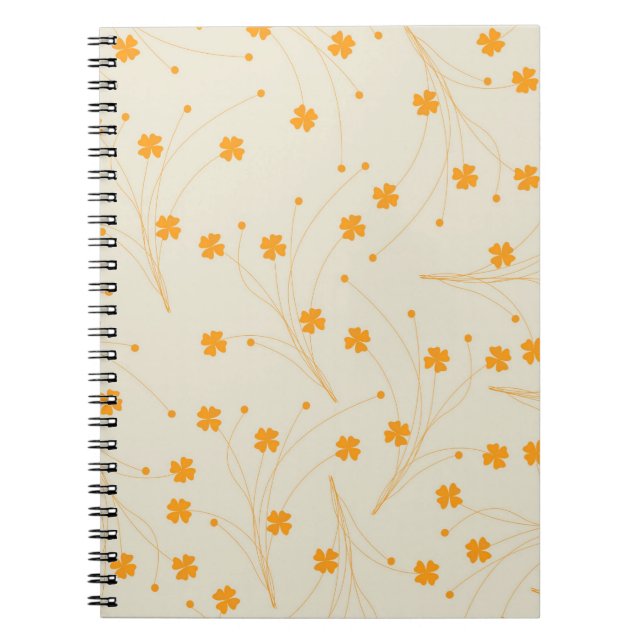 Orange Beige Retro Y2K 70s Flower Pattern Notebook (Front)