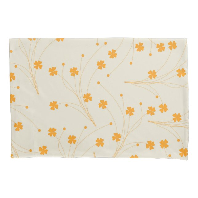 Orange Beige Retro Y2K 70s Flower Pattern Pillowcase (Front)