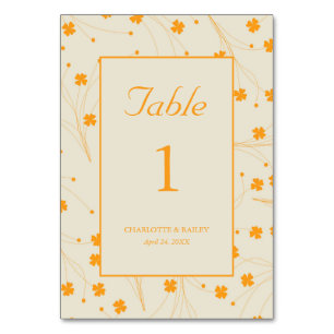 Orange Beige Retro Y2K 70s Flower Pattern Table Number