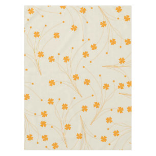 Orange Beige Retro Y2K 70s Flower Pattern Tablecloth