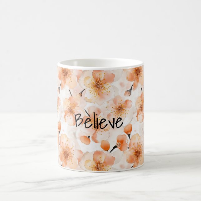 Orange Believe Flowers Coffee Mug (Center)