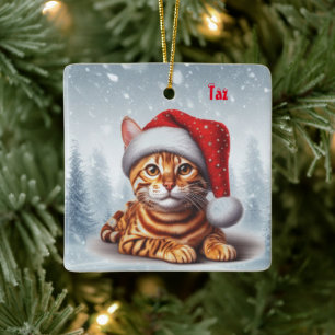 Orange Bengal Cat Christmas Ornament