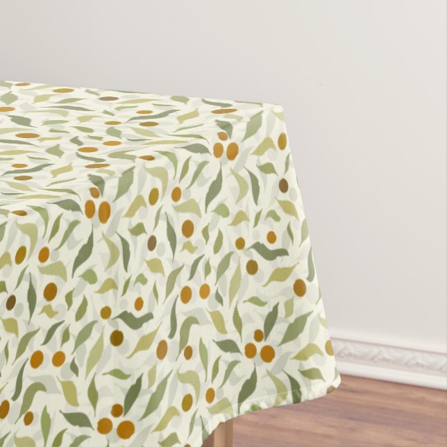 Orange Berries and Leaves on creme - pattern.   Tablecloth (In Situ)