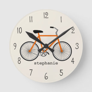 Orange Bicycle Clock