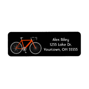 orange bicycle on black label return address label