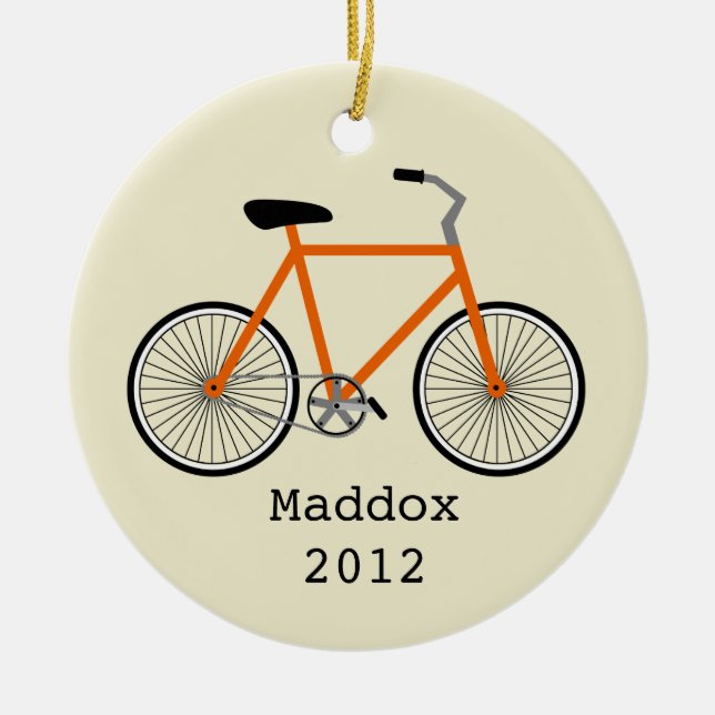 Orange Bicycle Personalised Ornament (Front)