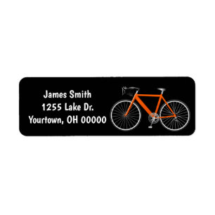 Orange Bike On Black Label Return Address Label