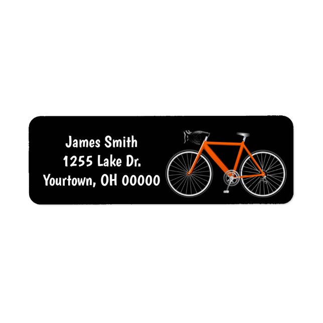 Orange Bike On Black Label Return Address Label (Front)