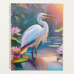 Orange Billed White Heron Fantasy Bird Planner