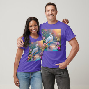 Orange Billed White Heron Fantasy Bird T-Shirt