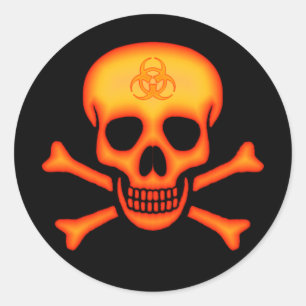 Orange Biohazard Skull Sticker