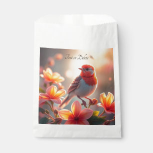 Orange Bird Floral Favour Bag