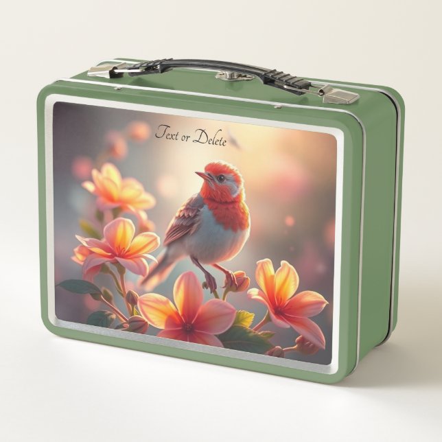 Orange Bird Floral Lunchbox (Back)