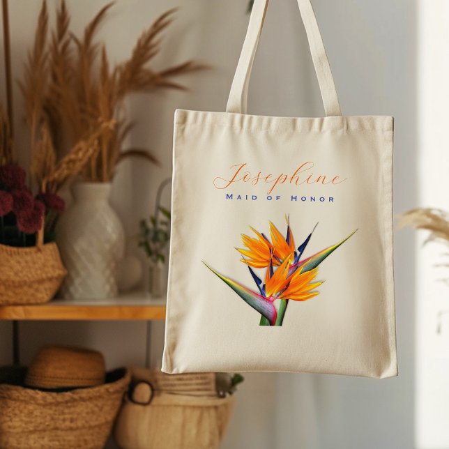 Orange Bird-of-paradise Flower Bridesmaid Tote Bag (Creator Uploaded)