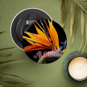 Orange Bird of Paradise Plant Bloom Aloha Bottle Opener