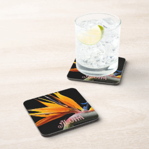 Orange Bird of Paradise Plant Bloom Aloha Coaster