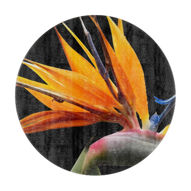 Orange Bird of Paradise Plant Bloom Floral Cutting Board (Front)