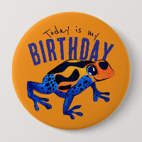 Orange Birthday Frog Button
