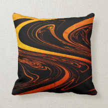 Orange & black abstract throw pillow