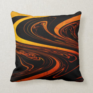 Orange & black abstract throw pillow
