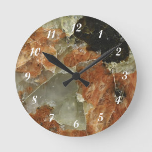 Orange, Black, and Clear Quartz Round Clock