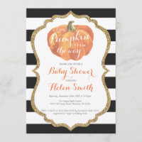 Orange Black and Gold Pumpkin Baby Shower