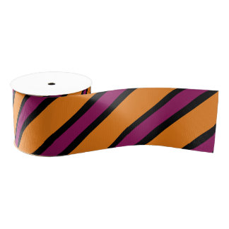Orange, Black and Purple Striped Grosgrain Ribbon