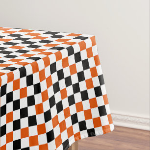 Orange Black and White Chequered Tablecloth