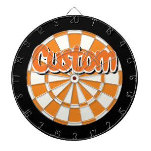 Orange, Black, And White Customisable Text Dartboard