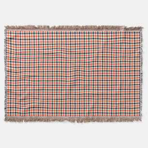 Orange Black and White Gingham Check Throw Blanket