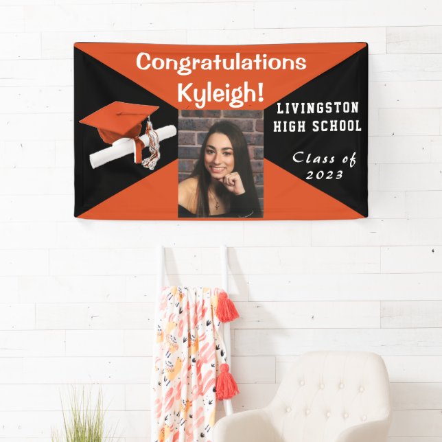 Orange, Black and White Graduation Photo Banner (Insitu)