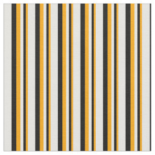 Orange, Black, and White Lined Pattern Fabric