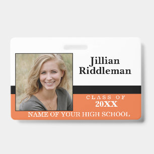 Orange, Black and White - Photo Reunion ID Badge