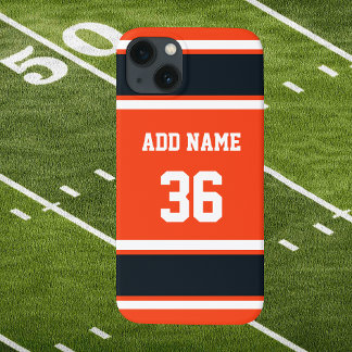 Orange Black and White Sports Stripe iPhone 13 Case