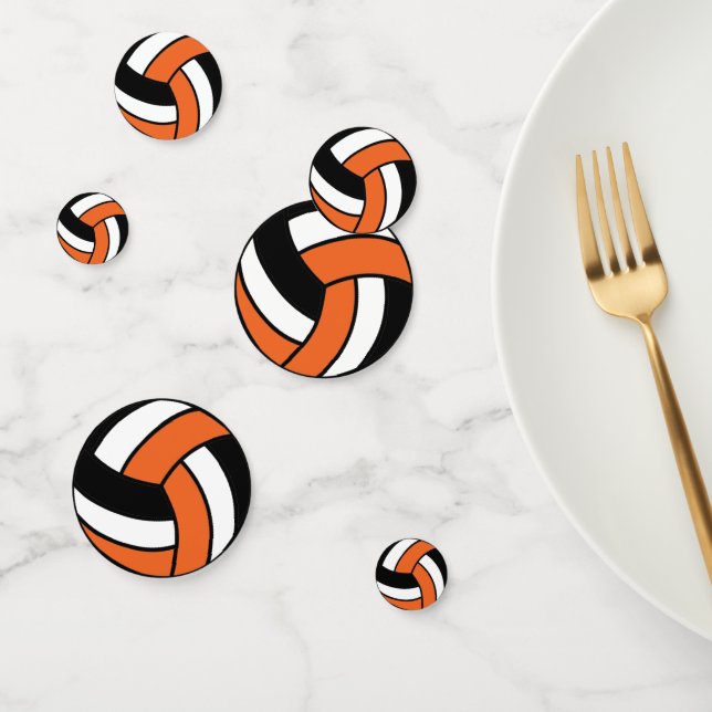 Orange, Black and White Volleyball Confetti (Group)