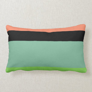 Orange, Black, Aqua and Lime Green Stripe Design Lumbar Cushion