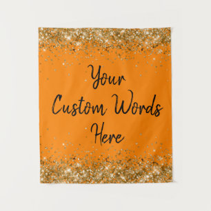 Orange Black Backdrop Birthday Party Photo Booth Tapestry