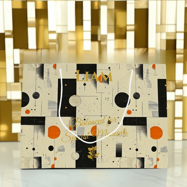 Orange & Black Balanced Geometric Art Gift Bag (Creator Uploaded)