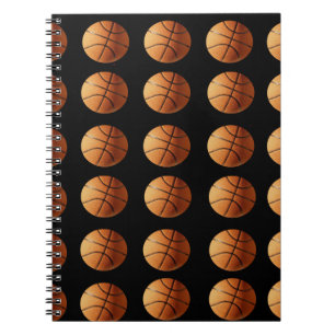 Orange Black Basketball Pattern, Notebook