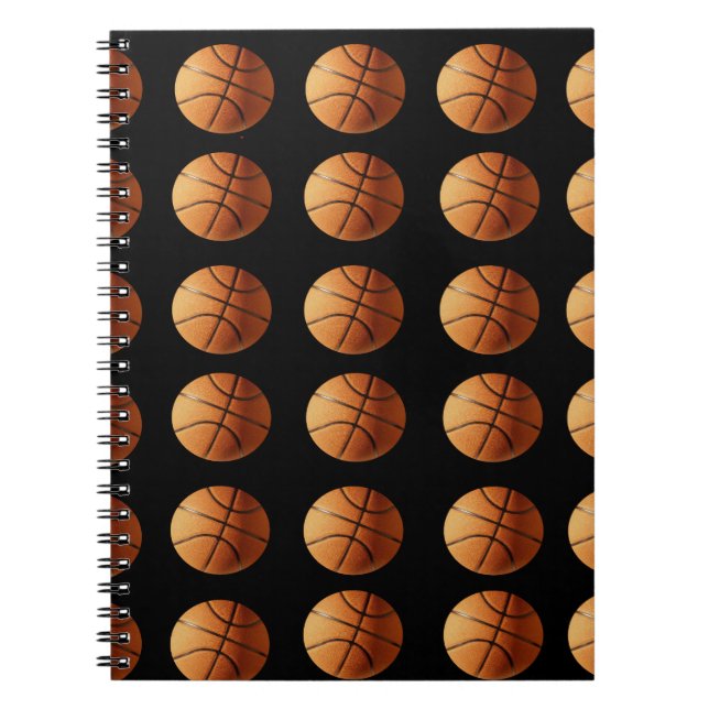 Orange Black Basketball Pattern, Notebook (Front)