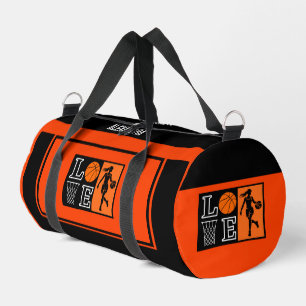 Orange Black Basketball Player Girl Birthday Duffle Bag