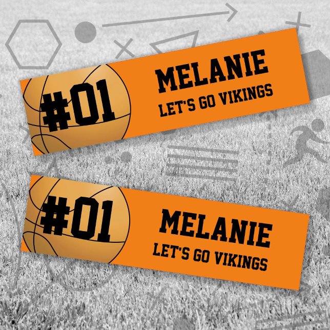Orange Black Basketball Team Bumper Sticker (Orange and Black Baseball Let's Go Team Bumper Sticker. Celebrate your high school/college athlete.)