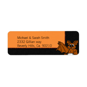 Orange & Black Bat Baby Shower Return Address Label