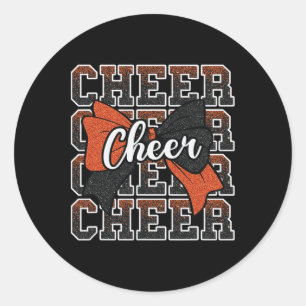 Orange Black Bow Cheer Sport Cheerleader Cheerlead Classic Round Sticker