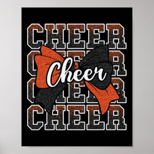 Orange Black Bow Cheer Sport Cheerleader Cheerlead Poster