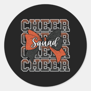 Orange Black Bow Cheer Squad Sport Cheerleader Che Classic Round Sticker